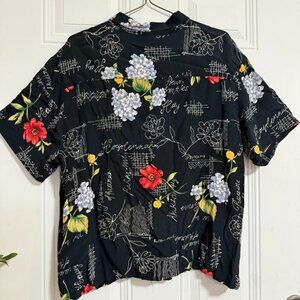 Stonebridge Button Up Blouse SZ XL Coastal Beach Floral Teacher Casual‎